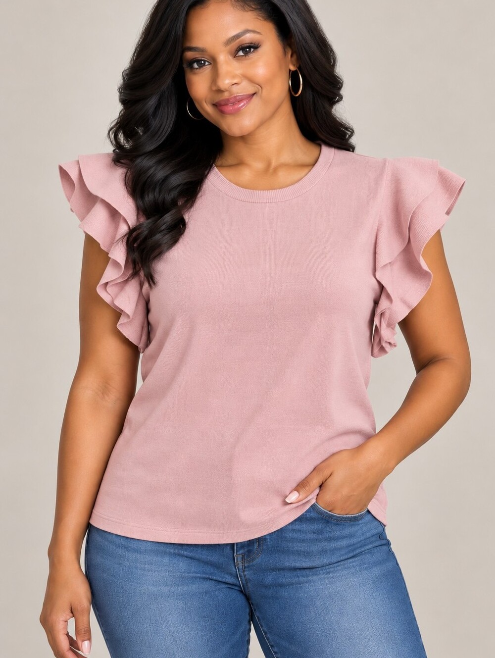 Kirundo Flutter Sleeve Tank Top in Dusty Rose - NWT